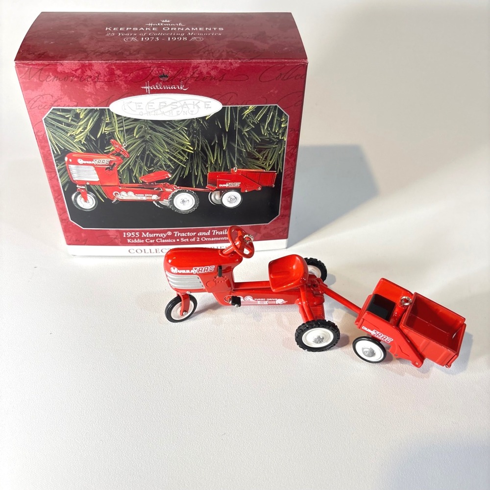 Hallmark Keepsake 1955 Murray Tractor and Trailer Kiddie Car Classics 1998 Set